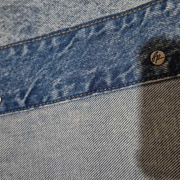 Free People Blue Denim Jacket with Gray Hood - Picture 15 of 16